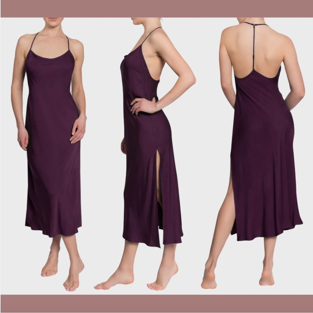 NWD $155‎ Everyday Ritual Sloan T-Back Midi Dress Plum [ SZ Small ] #6154